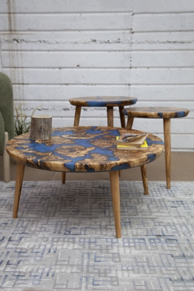 Zeytin Epoksi Mavi Sehpa...